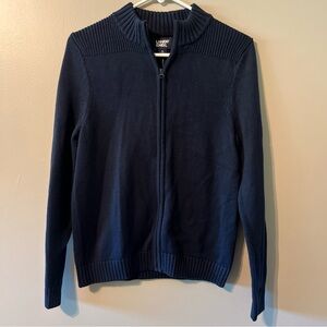 New! Women Lands End Navy blue full zip Knit sweater size XL Cotton blend